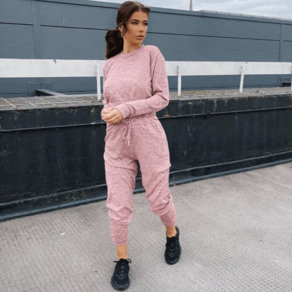 Pink Long Sleeve Top and High Waist Joggers Jogger Pants Two Piece Set - Picture 9 of 14